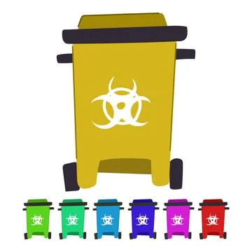 Safety medical waste bin vector cartoon graphic Illustrazione stock
