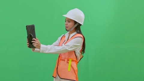 Safety Officer Documenting Site with Tablet Stock Footage 331152525
