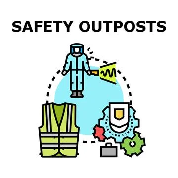 Safety outposts maintaining protective measures and worker security Stockillustratie