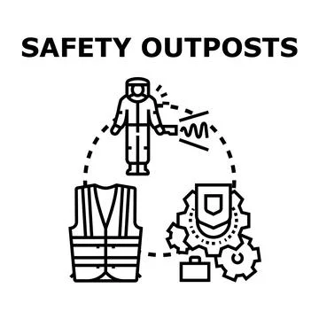 Safety outposts maintaining protective measures and worker security Stockillustratie