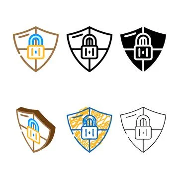 Safety padlock color icon vector multistyle 库存插图