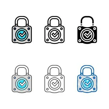 Safety padlock color icon vector range 库存插图