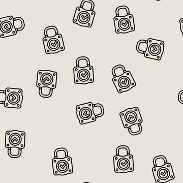 Safety padlock line seamless pattern Stock Illustration