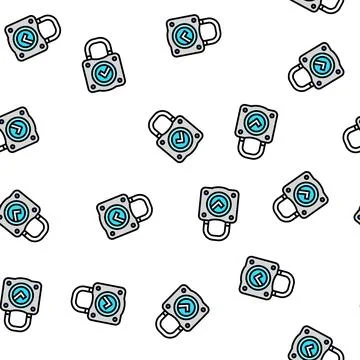 Safety padlock vector seamless pattern Stock Illustration