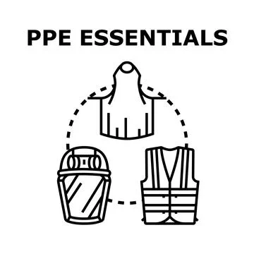 Safety personal protective equipment essentials concept vector Stock Illustration