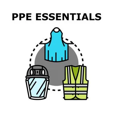 Safety personal protective equipment essentials concept vector Stock Illustration