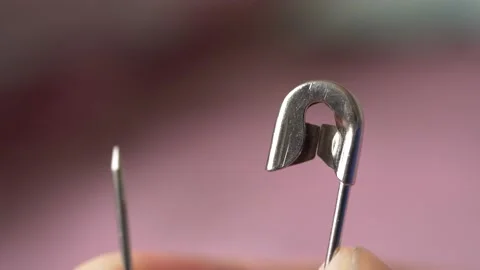 Safety Pin close up macro Stock Footage 154498326
