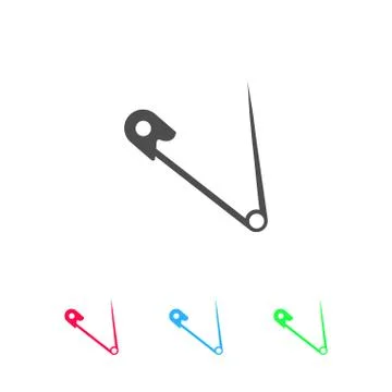 Safety pin icon flat. Stock Illustration