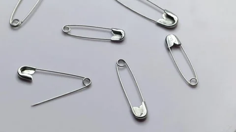 Safety pin rotation with white background Stockbeeldmateriaal 243260554