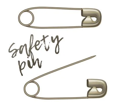 Safety pin vector icon isolated on white background, metal cartoon illustration Stock Illustration