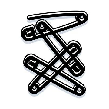 Safety pins linked together creating a chain effect Stock Illustration