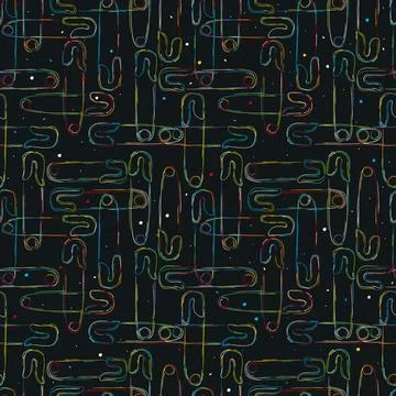 Safety pins seamless pattern in color vector illustration 스톡 일러스트