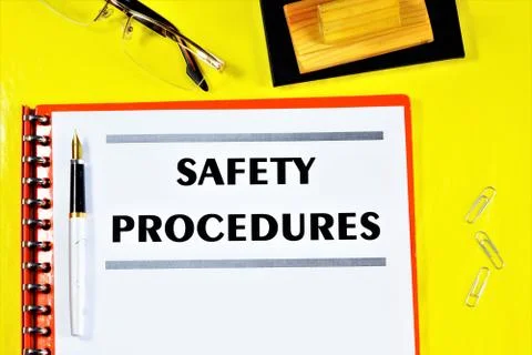 Safety procedures-label the Document text in the folder. Stock Photos