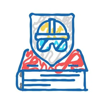 Safety procedures tool work icon doodle illustration Stock Illustration