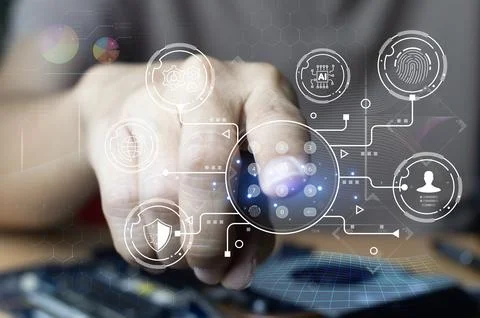 Safety protection concept Using the control code Using biometric verificati.. 库存照片