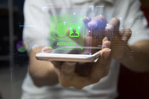 Safety protection concept Using the control code Using biometric verificati.. Foto stock