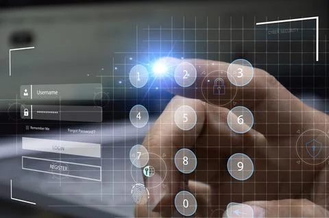 Safety protection concept Using the control code Using biometric verificati.. 库存照片