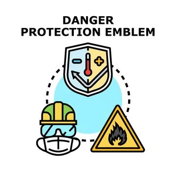 Safety protection warning emblem indicating hazard risks Stock Illustration
