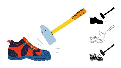 Safety protective shoes for construction worker metal toe cap in work boot Stock Illustration