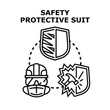 Safety protective suit concept providing hazard protection Stock Illustration