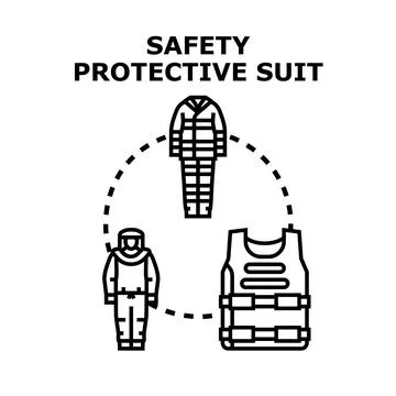 Safety protective suit concept vector illustrating various protective wear Stock Illustration