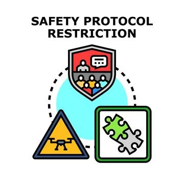 Safety protocol restriction concepts for drones and group work 스톡 일러스트