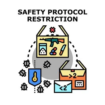 Safety protocol restriction on prohibited items concept Stock Illustration