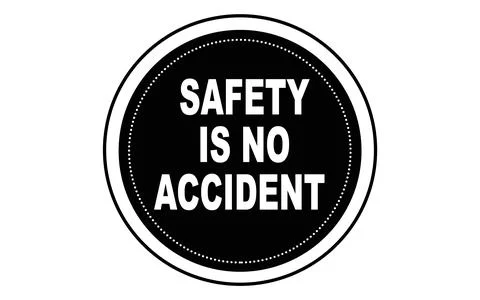 Safety Reminder Emphasizing Accident Prevention in Black and White Circular  스톡 일러스트