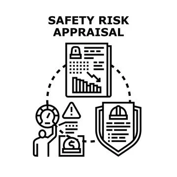 Safety risk appraisal evaluating workplace hazard prevention Stock Illustration