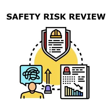 Safety risk review process analyzing potential hazards Stock Illustration
