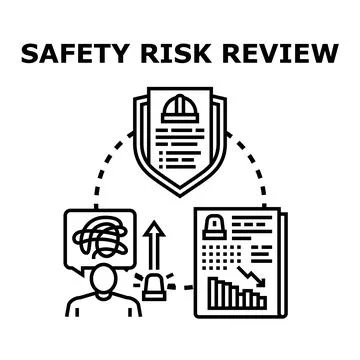 Safety risk review process analyzing potential hazards 스톡 일러스트