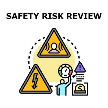 Safety risk review process identifying workplace hazards Stock Illustration