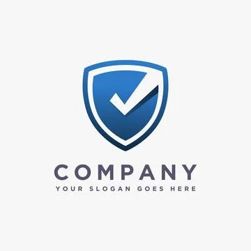 Safety shield and checkmark logo icon vector template on white background Stock Illustration