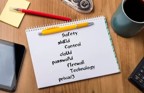 Safety shiEld Control cloUd passwoRd fIrewall Technology prIvacy SECURITY -.. Stock Photos