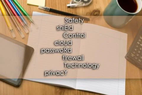 Safety shiEld Control cloUd passwoRd fIrewall Technology prIvacy SECURITY -.. Stock Photos