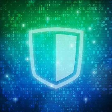Safety shield icon computer digital data code background イラスト素材