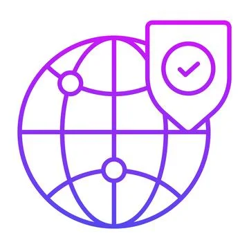 Safety shield with network globe denoting vector of network security Stock Illustration