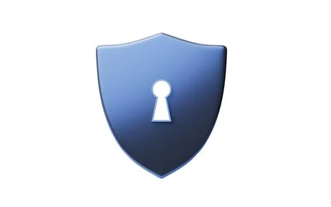 Safety shield with security lock, 3d rendering. Stock Photos
