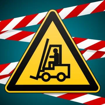 Safety sign. Caution - danger Autoloader. High-risk zone. Barrier tape. Vector Stock Illustration