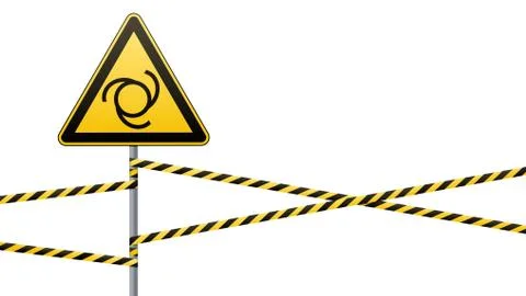 Safety sign. Caution - danger Automatic start of equipment. Barrier tape and Stock Illustration