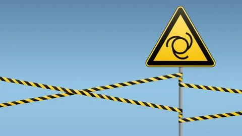 Safety sign. Caution - danger Automatic start of equipment. Barrier tape and Stock Illustration