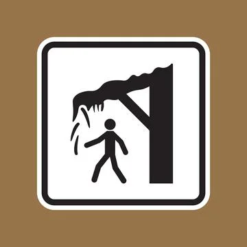 Safety Sign for Warning of Falling Objects and Hazards in Outdoor Areas Stock Illustration