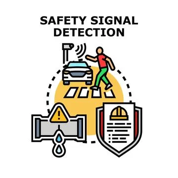 Safety signal detection system concept protecting people Stock Illustration