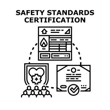 Safety standards certification process ensuring quality and compliance Stock Illustration