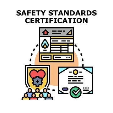 Safety standards certification process ensuring quality and compliance Stock Illustration