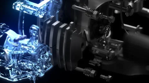 Safety technologies: modern design of the braking system. Stock Footage 327919622