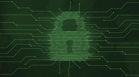 Safety technology concept - closed padlock stylized built of binary code Illustrazione stock