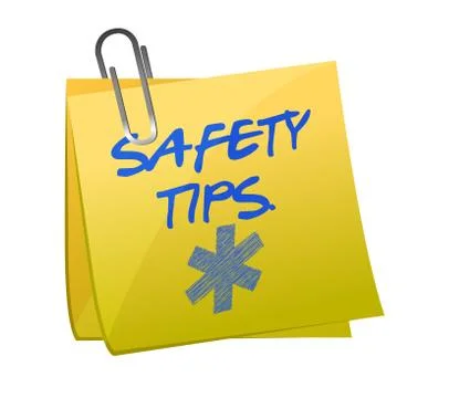 Safety tips post it sign illustration design over white Stock Illustration