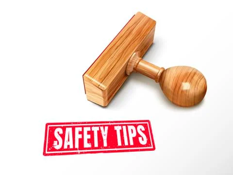 Safety tips text and stamp Stock Illustration