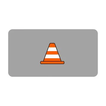Safety traffic cone on grey rounded rectangle background Stock Illustration